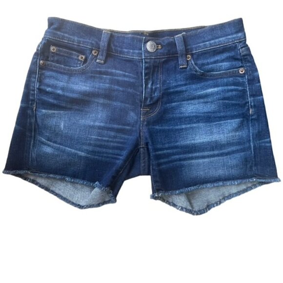 J. CREW Indigo Denim Frayed Hem Jean Shorts - Size 24 - Picture 1 of 6